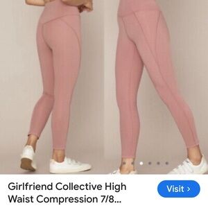 Girlfriend Collective Pink High Waist Leggings